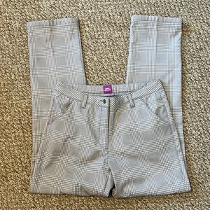 Gray and White Plaid Winter Fleece-lined Thermal Golf Pants from Slazenger